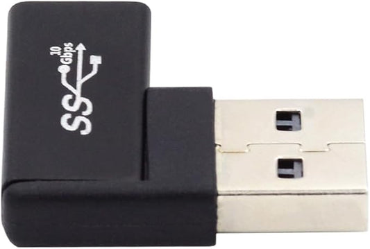 NFHK USB-C Type C Female to USB 3.0 A Male Data Adapter Flat Horizontal 90 Degree Right Angled for Laptop Desktop