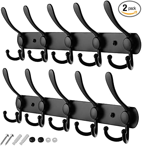 GlazieVault Coat Rack Wall Mount - Stainless Steel Coat Rack (2 Pack) - Heavy Duty Coat Hooks Wall Mounted - Hanger for Hat Towel Robes Jacket Clothes for Bathroom Entryway