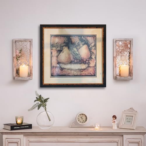 Mirrored Wall Candle Holders Decorative White - Farmhouse Wall Candle Sconces Set of 2 Washedwhite Candle Holder Decor for Small Vase Tealight Pillar Candles