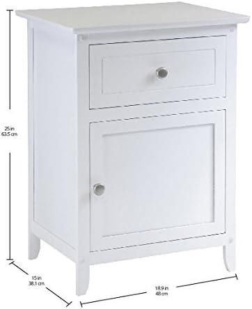 Winsome Eugene Accent Table/Nightstand, for Living Room, Den, Bedroom, White