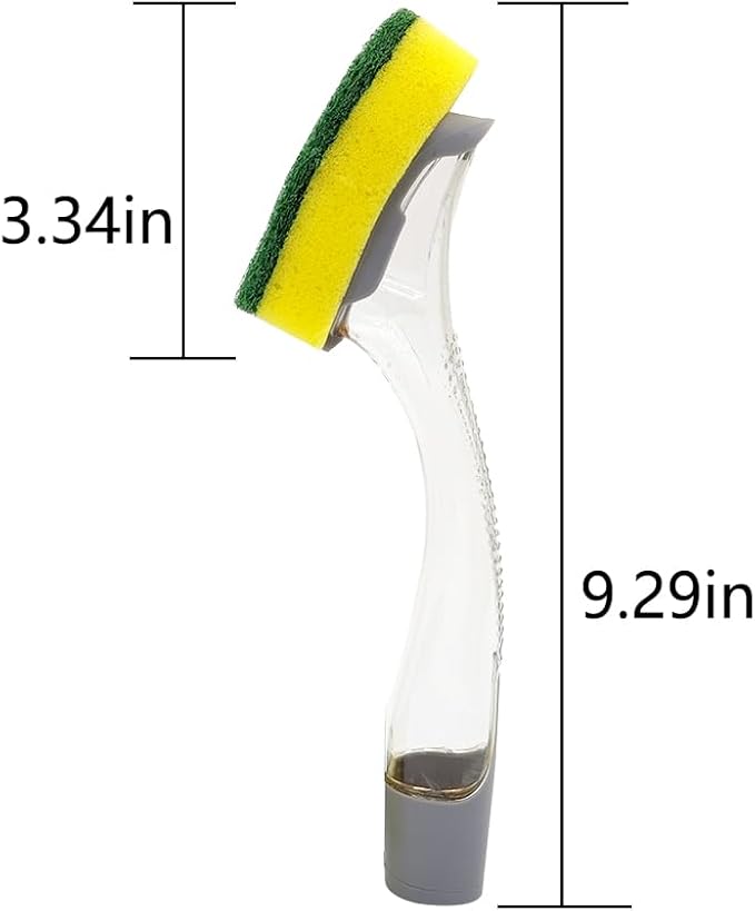 The Pot Brush with Green and Yellow Washing Pads Does not Damage The Pot Handle and can be Used to add Liquid, Brush The Bowl, and Brush The Stove