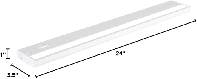 LED Under Cabinet Lighting Hardwired - 3CCT 24 Inch White Finish - Undercabinet Lights for Kitchen - Linkable Undercounter Dimmable Plug in Light or Hard Wired - Under Counter Fixture Direct Wire
