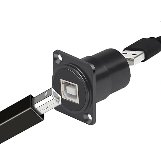 2PCS Panel Mount USB A to USB B Connector for Printer, D Type Female USB 2.0 Scanner Converter Adapter for HP, Canon, Dell, Epson, Lexmark, Xerox and More