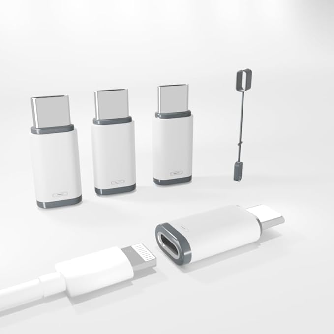 4 Pack Lightning to USB C Adapter for iPhone 15/16/17/17 Pro Max/Plus, Samsung S25, Charging & Data Transfer, Lightning Female to USB C Male Type C Connector, Not for Audio/OTG