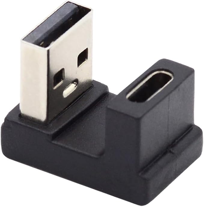 NFHK USB-C Type C Female Up Opposite U Shape Back Angled to USB 3.0 A Male Data Adapter for Laptop Desktop