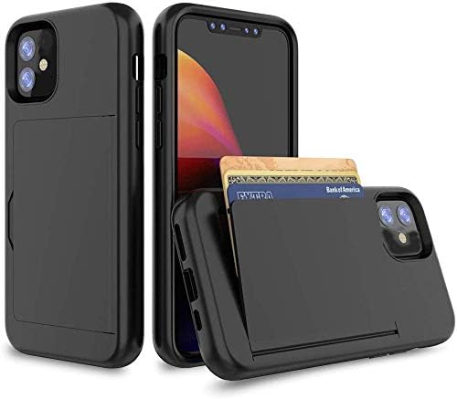 iPhone 12 Mini Case with Card Holder, Protective Wallet Case - Black, Credit Card Slot