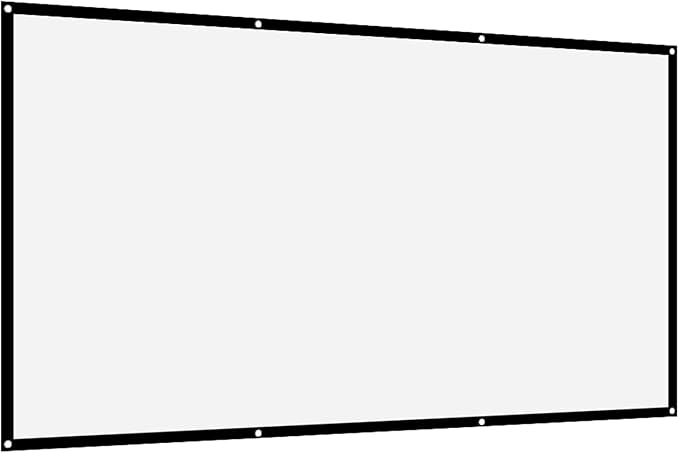 16:9 Projection Screen, Non Crease White Projector Screen, 16:9 Thicken Portable Non Crease Soft White Polyester Projector Curtain Projection Screen (120 Inch)