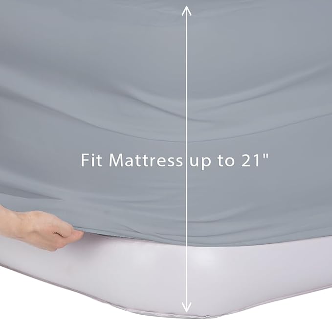 Bedecor Air Bed Sheets for Mattress Cover Removable Bed and Elastic Band Super Soft and Breathable & Deep up to 21" Light Gray Twin XL