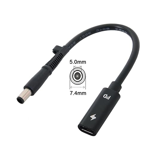 NFHK Type C USB-C Female Input to DC 7.4 * 5.0mm Power PD Charge Cable fit for Laptop 18-20V