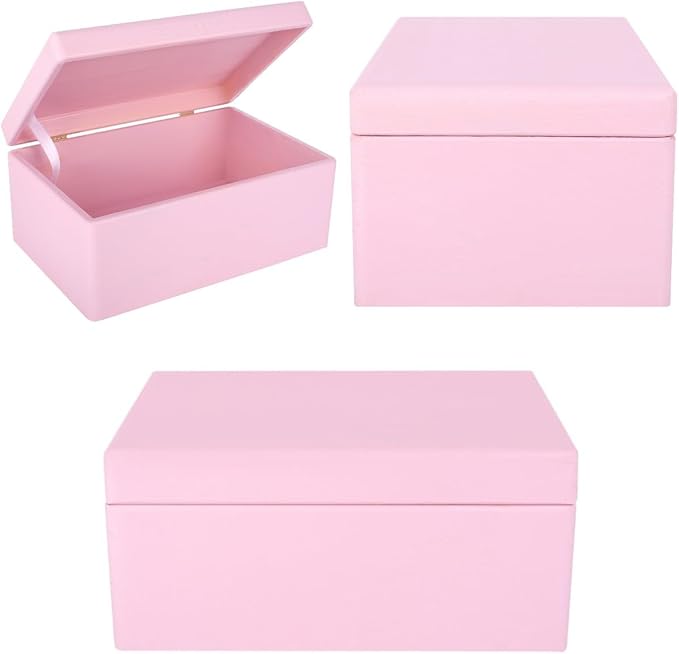 Large Pink Wooden Box Storage with Hinged Lid | 11.8 x 7.87 x 5.51 inches (+-0.5) | Gift Box Kitchen Storage | Product NOT Intended for 15 Years OR Below