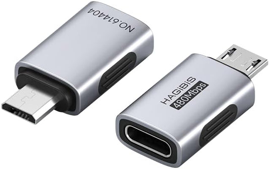 Hagibis USB-C to Micro USB Adapter 2 Pack, Type-C Female to Micro USB Male Convert Connector for Android Phones Speaker Power Bank Galaxy S7 S7 Edge, Nexus 5 6 and Micro USB Devices (ZJTN02)