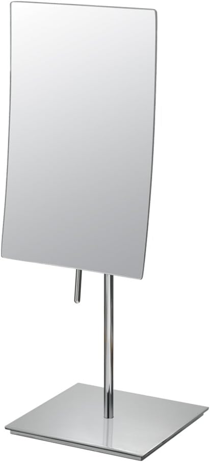 Mirror Image 82283 Minimalist Rectangular Vanity Mirror, 3X Magnification, Polished Nickel