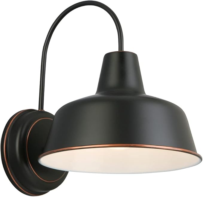Mason Barn Light 1 Indoor/Outdoor Wall Mount Modern Industrial Farmhouse Design House Light for Patio, Garage, Bathroom, Office, Kitchen, 8 inch, Oil Rubbed Bronze, 519504