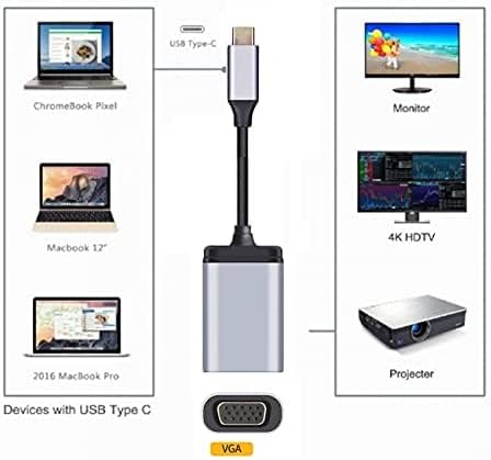 cablecc USB-C Type C to VGA Cable Monitor Adapter 1080p 60hz for Tablet & Phone & Laptop