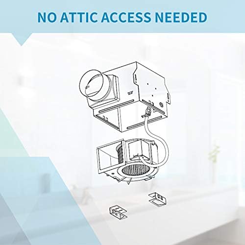 Tech Drive Very Quiet 80 CFM, 1.5 Sone No Attic access Needed Installation Bathroom Ventilation and Exhaust Fan with Humidity sensor
