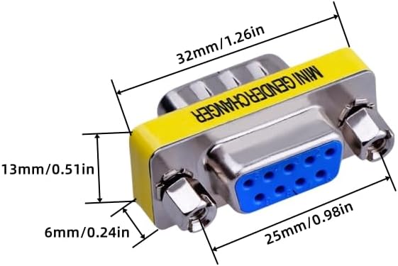 2pcs Rs232 Serial Cable 9 Pin DB9 Male to Female Gender Changer Coupler Adapter Connector