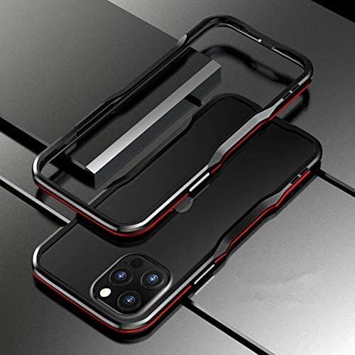 HENGHUI Aluminum Bumpers Bumper Case for iPhone 13, Shock Absorbent Slim Cool Design, Black+Red Metal Frame Cover