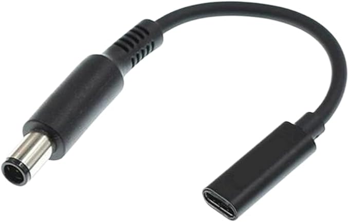 7.4x5.0mm Dell Slim Tip Adapter (Requires 100W PD Charger), Female USB-C to Male Power Connector for 45W/65W/90W 7.4mm Dell Laptops, Will NOT Charge with Phone Charger