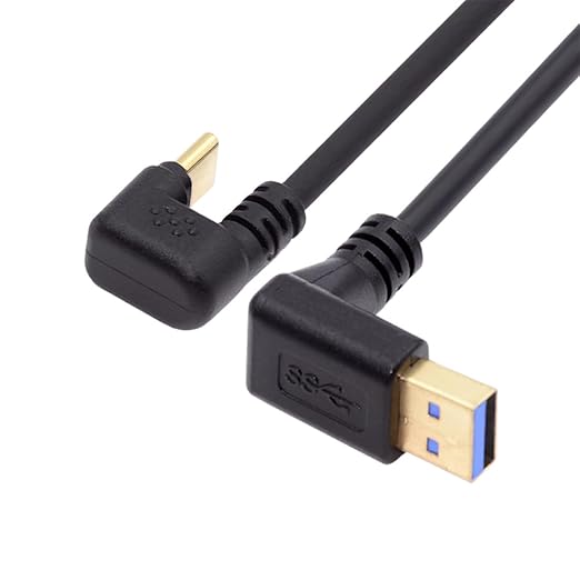 NFHK Up Angled USB3.0 Type-A to Type C USB-C Male to Male Power Data Cable 5Gbps USB-C Opposite U Shape Back Angled