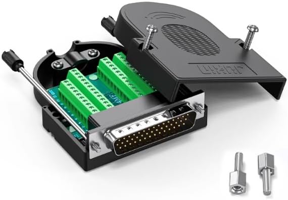 DB44 Solderless Serial Adapter,DB44 Male Connector with Shell,3 Row RS232 D-SUB 44Pin Terminal Breakout Connector Board with Case,Long Bolts,Compatible with computers, digital cameras,PDA, Modem