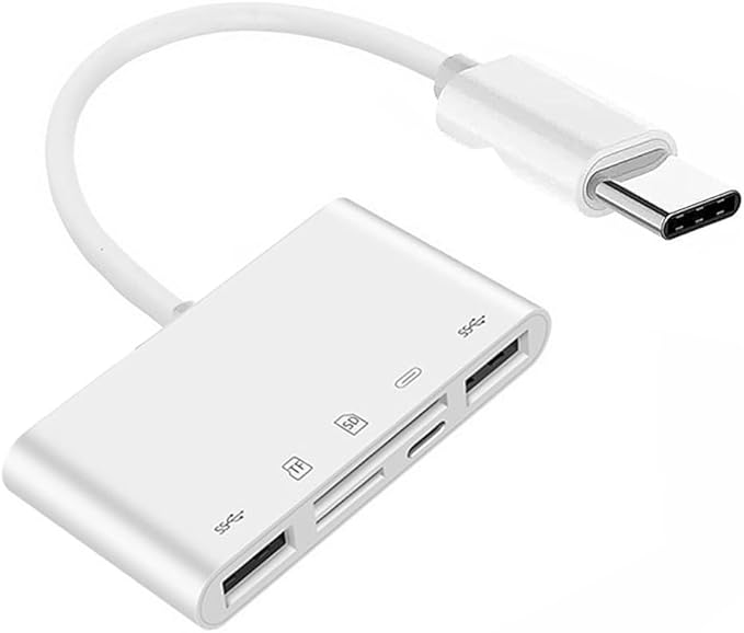 NFHK USB 2.0 Type C USB-C to TF Micro SD SDXC Dual USB3.0 Female Card Reader PD 27W Adapter for Laptop Tablet Phone