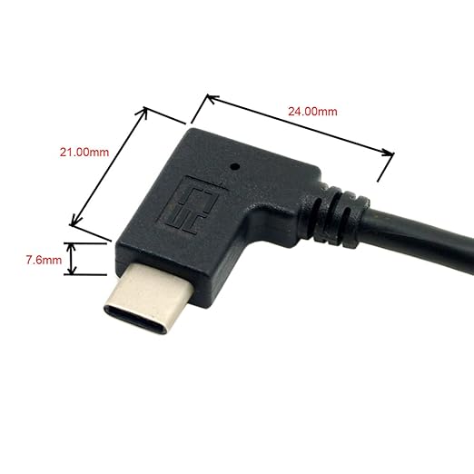 NFHK Reversible USB 3.1 USB-C Angled to 90 Degree Down Angled A Male Data Cable for MacBook & Tablet & Mobile Phone