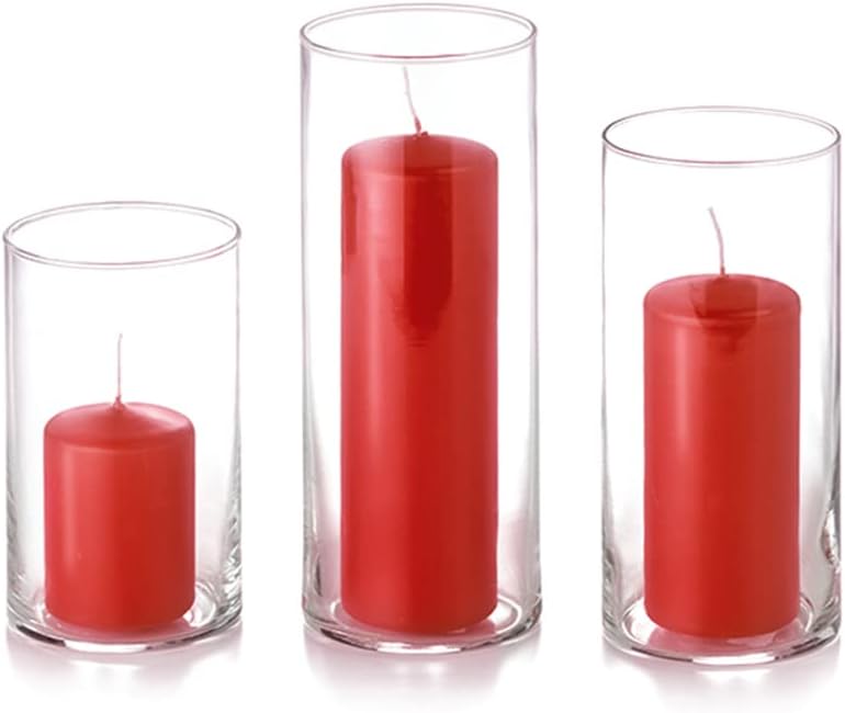 yummi Set of 36 Slim Pillars and Cylinder Vases - Brick