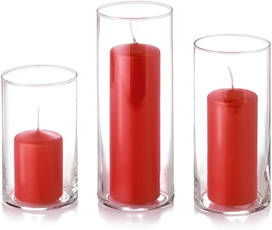 yummi Set of 36 Slim Pillars and Cylinder Vases - Brick