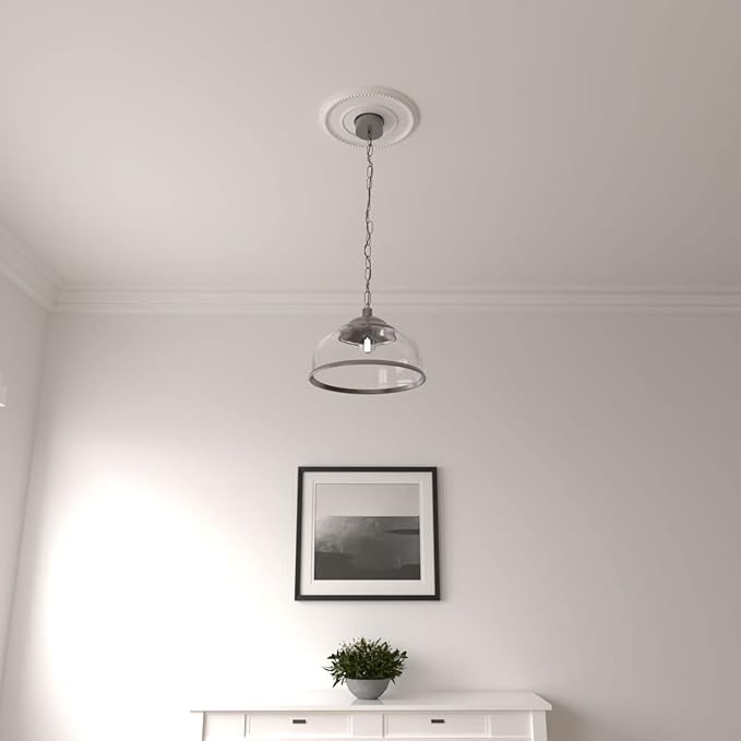 Ekena Millwork CM12BR Bradford Ceiling Medallion, 12 1/2"OD x 3 7/8"ID x 3/4"P (Fits Canopies up to 6 5/8"), Primed