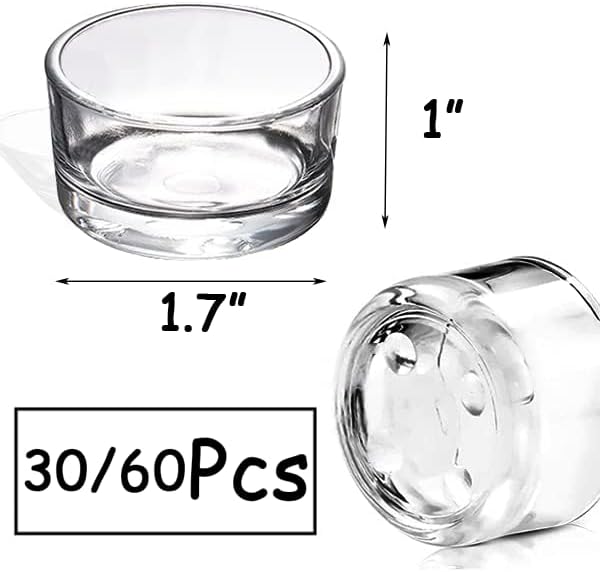 GOLDEAL 30 PCS Small Clear Glass Tealight Candle Holders,Tealight Holders Bulk Use for Weddings Parties Dinner,for 1.5" Tealight. as Well as Candle Mould…
