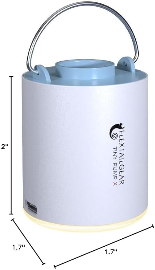 FLEXTAILGEAR Tiny Pump X Portable Air Pump+ Camping Light Ultra-Mini Air Pump with 1300mAh Battery USB Rechargeable for Sleeping Pads Pool Floats Air Bed Air Mattress Swimming Ring