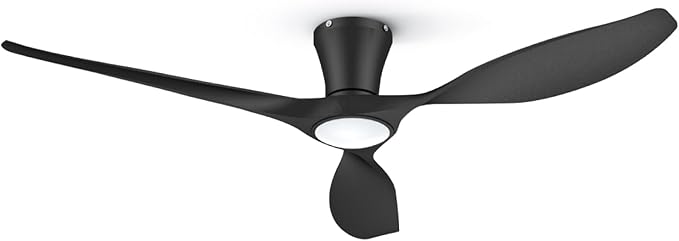 TALOYA Ceiling Fans with Lights,52 inch Modern Low Profile Ceiling Fan with Quiet Reversible DC Motor,Flush Mount,3CCT, Black Ceiling Fan for Bedroom Living Room Kitchen and Patio