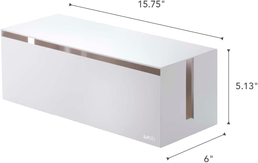 Yamazaki Home Cable Box - Outlet Cord Storage Organizer, Cover Protector, ABS Plastic, One Size, White