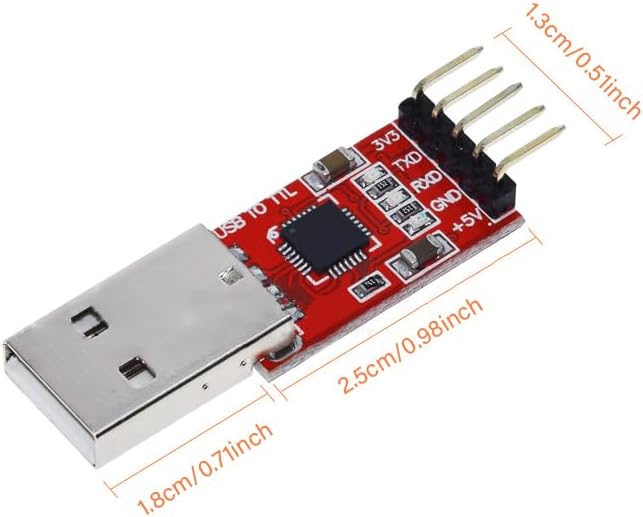 CP2102 USB to TTL Serial Adapter – USB 2.0 to 5Pin UART Converter Module with 3.3V/5V Output, STC Compatible, Includes Jumper Wires – for Arduino, ESP8266, STM32, DIY Projects (3-Pack)