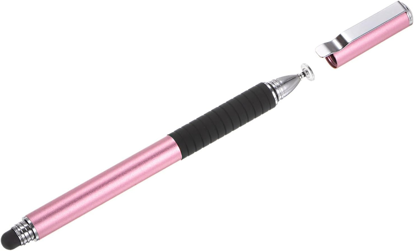 MECCANIXITY 2 in 1 Stylus Pens for Touch Screens, Universal Capacitive Stylus with 4 Fiber & 2 Disc Tips, Pink