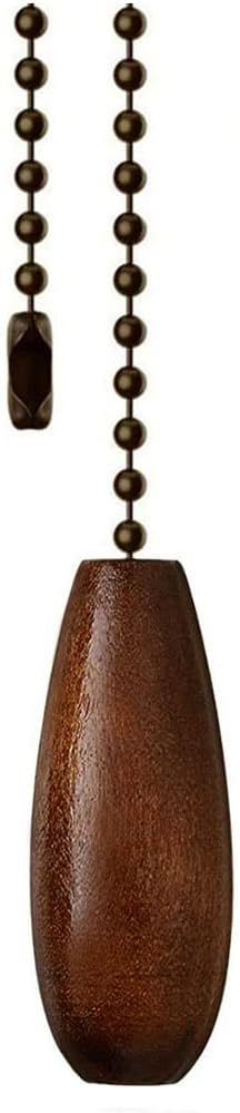 Ceiling Fan Pull Chain 12 inch Wooden Pull Chain Extension Fan Chain Extender Ceiling Fan Pulls Ornament with Ball Fan Chain Connector for Ceiling Fan Light, 1PCS (Walnut Wood)