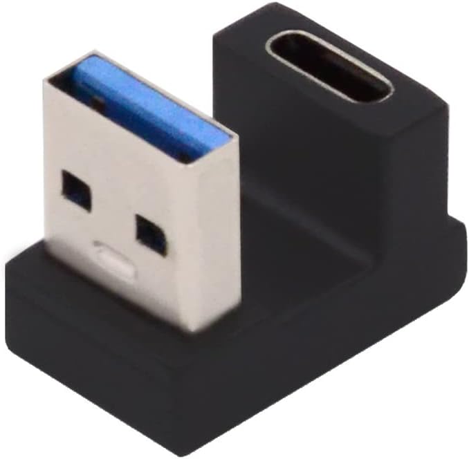 NFHK USB-C Type C Female Opposite U Shape Back Angled to USB 3.0 A Male Data Adapter for Laptop Desktop