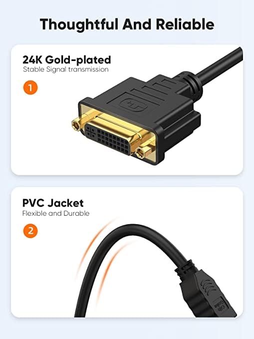 CableCreation HDMI Male to DVI Female 0.5ft [10 Pack], Bi-Directional HDMI Male to DVI-I (24+5) Female Adapter, for PC, TV, TV Box, PS5, Blue-ray, Xbox,Switch