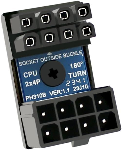CPU ATX 8P Power Adapter Male to Female Header 180 Degree Socket Buckle for Desktop Chassis CPU Wiring Beautification (PH310B 1piece)