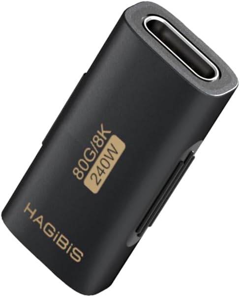Hagibis 240W 80Gbps 8K@60Hz USB C Adapter, USB-C Female to Female Adapter, USB4 Connecter for Thunderbolt 5/4/3, Laptop, Switch, Dock, Mac, Tablet, iPhone 16 15 Pro Max (TUA07)