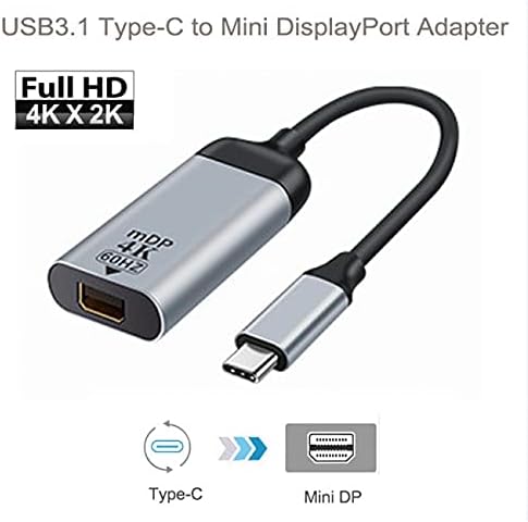 cablecc USB-C Type C to Mini DP Displayport Cable Adapter 4K 2K 60hz for Tablet & Phone & Laptop