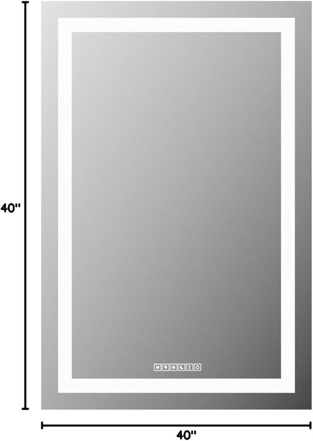 Bathroom Vanity LED Mirror for Wall with Anti Fog, Dimmable Touch Button, Adjustable Color Temperature, Memory Function 30"x40" by Fab Glass and Mirror