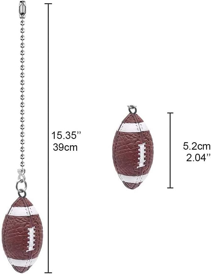 Ceiling Fan Pull Chain Extender - 12 Inch Pull Chain Connector for Lighting Fans, 2 Pack (Football)