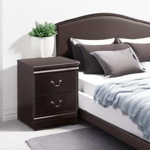 Signature Design by Ashley Huey Vineyard Traditional 2 Drawer Nightstand, 24.45" Tall, Black