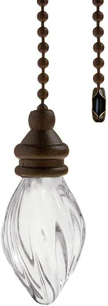 Ceiling Fan Pull Chain, 12 inch Cristal Glass, Polished Antique Finish, 1PCS