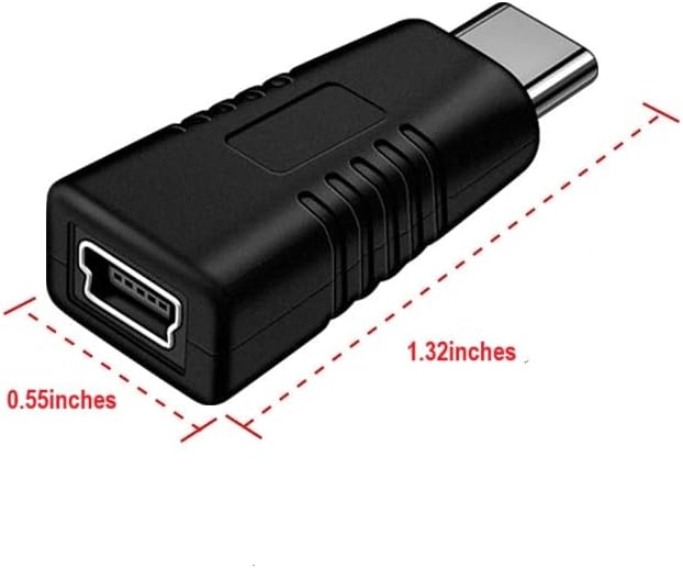 USB Type C to Mini USB Adapter Type C Male to Mini USB Female Adapter Suitable for in Car Dashcam, Camera Laptop Digital MP3/4/5 Player GPS (1 Pack)