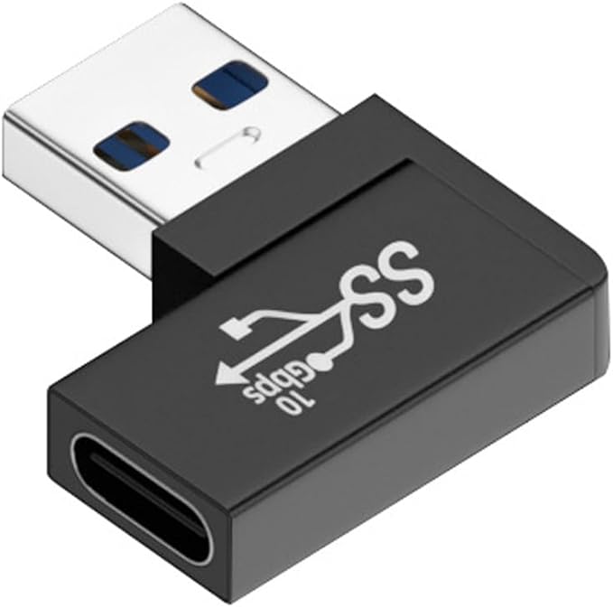 NFHK USB-C Type C Female to USB 3.0 A Male Data Adapter Flat Horizontal 90 Degree Left Angled for Laptop Desktop