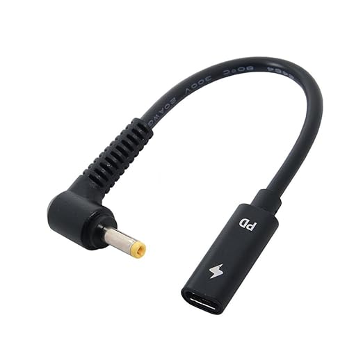 NFHK Type C USB-C Female Input to DC 4.0 * 1.7mm Power PD Charge Cable fit for Laptop 18-20V