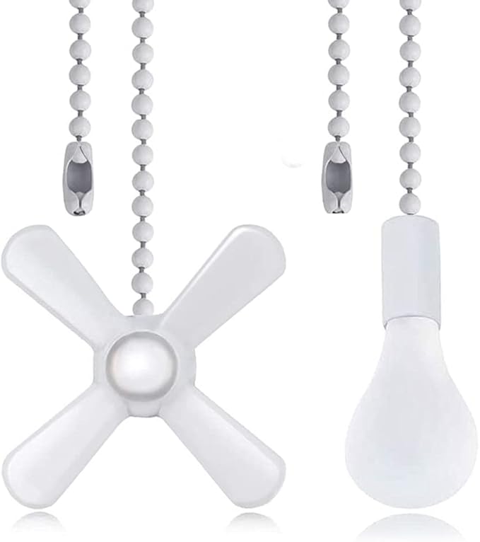 Ceiling Fan Pull Chain Extension Ornaments Chains with Decorative Light Bulb and Fan Cord 13.6 Inches Bronze Fan Pull Chain Set for Ceiling Light Lamp Fan Chain(Paint White)