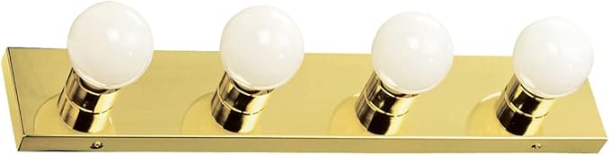Design House 500868 4-Light Vanity Strip Light Contemporary Dimmable for Bathroom, Bedroom, Makeup Vanity, Polished Brass